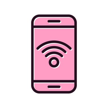 Kablosuz ağ ikonlu akıllı telefon. vektör illüstrasyonu