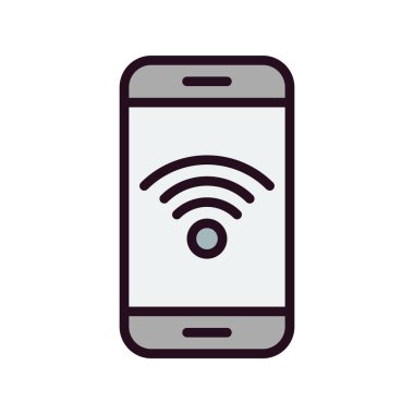 Kablosuz ağ ikonlu akıllı telefon. vektör illüstrasyonu