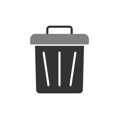 Çöp kutusu simgesi. Beyaz arkaplanda izole edilmiş web tasarımı için geri dönüşüm kutusu vektör sembolünün basit çizimi