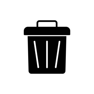 Çöp kutusu simgesi. Beyaz arkaplanda izole edilmiş web tasarımı için geri dönüşüm kutusu vektör simgelerinin basit çizimi