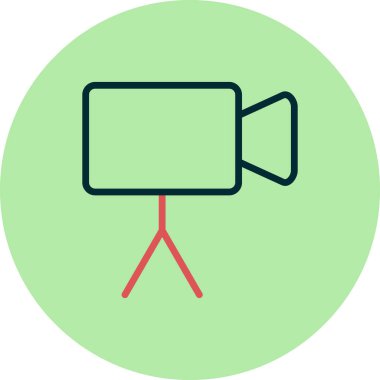 Web için video kamera düz simgesi, vektör illüstrasyonu