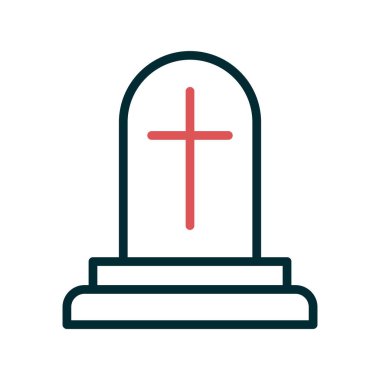 Ağ ve mobil uygulama tasarımınız için beyaz arkaplanda izole edilmiş mezar taşı simgesi vektörü, mezar taşı logosu kavramı