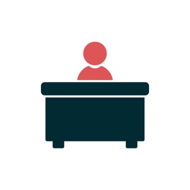 Dizüstü bilgisayarı olan adam. Web için çalışma odası vektör simgelerinin düz çizimi