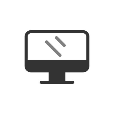 Web ve mobil uygulama tasarımınız için beyaz arkaplanda izole edilmiş bilgisayar simgesi vektörü, logo kavramını izleyin