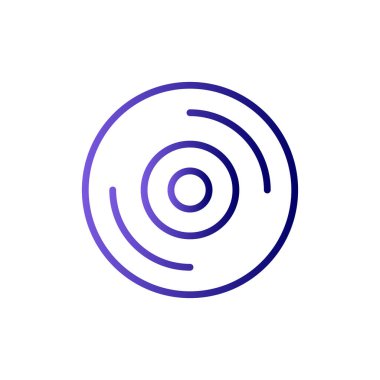 cd disk çizgisi simgesi, taslak vektör işareti, beyaz üzerine izole edilmiş doğrusal resim. Sembol, logo illüstrasyonu