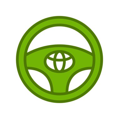 Yeşil araba tekerleği ikonu. vektör illüstrasyonu