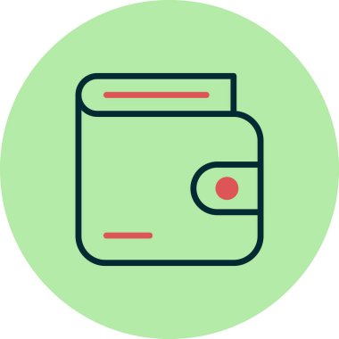 cüzdan düz simgesi, vektör illüstrasyonu