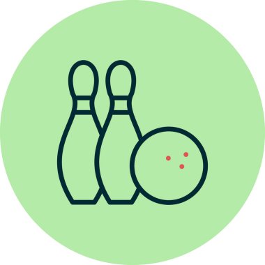 Bowling topu ve iğne simgesi vektör illüstrasyonu