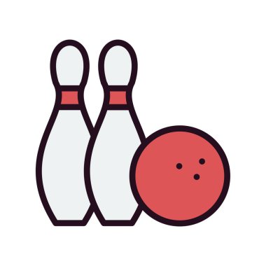Bowling topu ve iğne simgesi vektör illüstrasyonu
