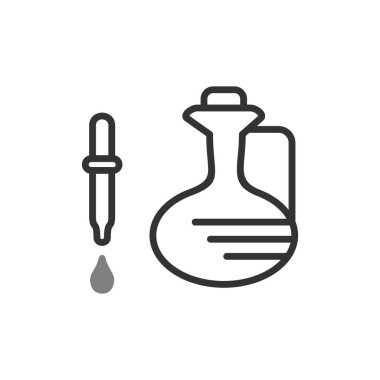 pipette çizgi simgesi, ana hat vektör işareti, beyaz üzerine izole edilmiş doğrusal resim. Sembol, logo illüstrasyonu.