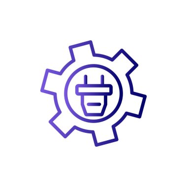 dişli simgesi vektörü. İnce çizgi işareti. izole edilmiş sınır sembolü çizimi