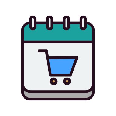 Takvim simgesi vektör illüstrasyon tasarımlı alışveriş arabası