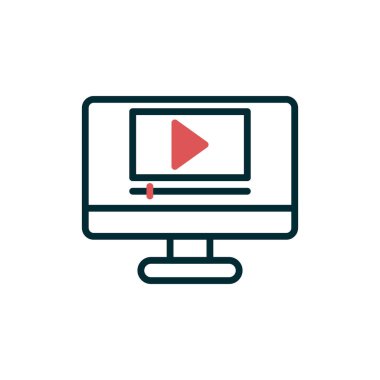 video oynatıcı satır simgesi, vektör illüstrasyonu