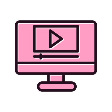 Oyun vektör illüstrasyon tasarımı ile bilgisayar monitörü