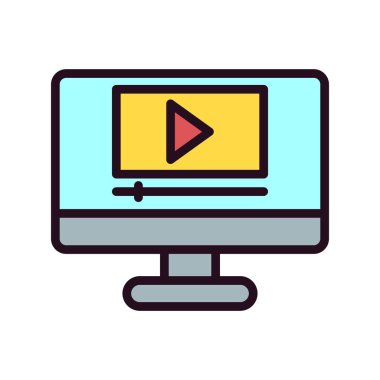 Oyun vektör illüstrasyonlu bilgisayar monitörü