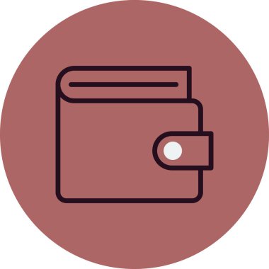 cüzdan düz simgesi, vektör illüstrasyonu