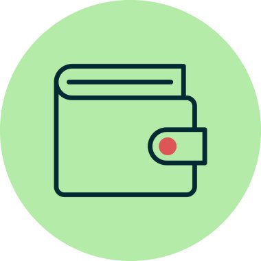 cüzdan düz simgesi, vektör illüstrasyonu