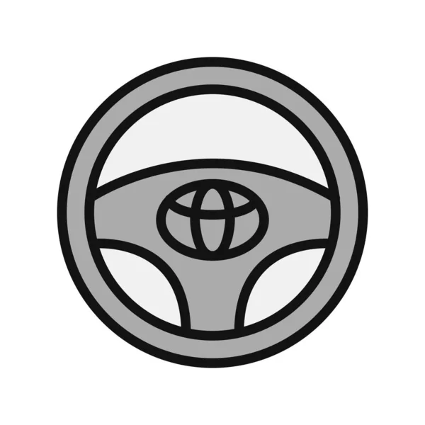 Icono Rueda Del Coche Esquema Ilustración Dirección Espejo Vector Iconos — Vector de stock