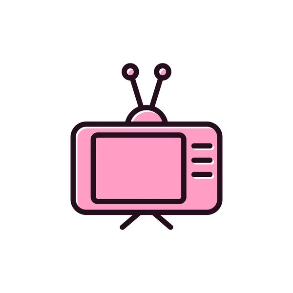 Televisión Vieja Icono Web Ilustración Simple — Vector de stock