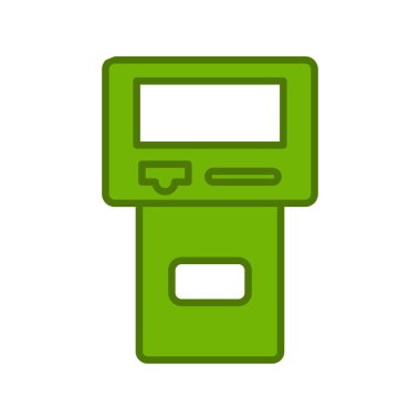 ATM makine kutsal kişilerin resmi, vektör çizim