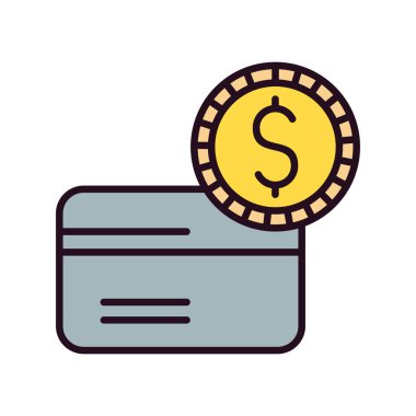Para için. Kredi kartı ve sikke web simgesi basit tasarım
