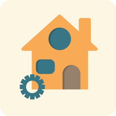 ev ve dişli simgesi, Yapı vektörü illüstrasyonu altında