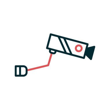 Video denetleyici ve gözetleme paneli vektör illüstrasyonlu kapalı devre kamera