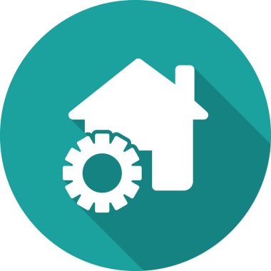 ev ve dişli simgesi, Yapı vektörü illüstrasyonu altında