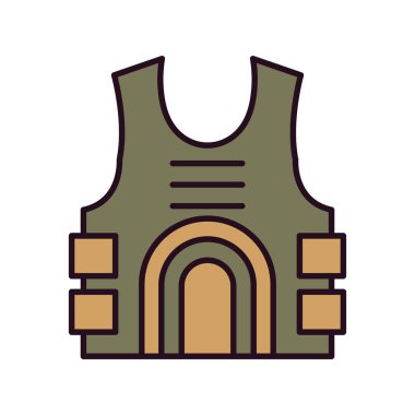 Kurşun geçirmez yelek simgesi, vektör çizimi, vücut zırhı 