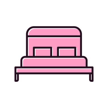 yatak simgesi vektörü beyaz arkaplanda izole edildi, emlak sembolü.
