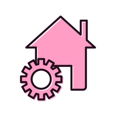 dişli ikon vektör illüstrasyon tasarımı, emlak sembolü. Vektör illüstrasyonu