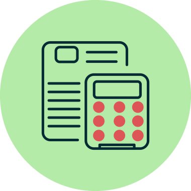 hesap makinesi ve belge web simgesi, basit illüstrasyon 