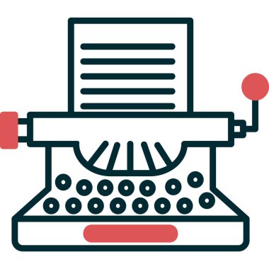 Daktilo. Web simgesi vektör illüstrasyonu 