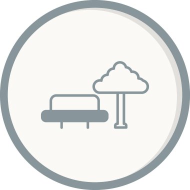 Park, ağaç ve bank simgesinin vektör illüstrasyonu