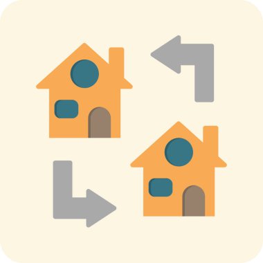 Ev ikonu. Emlak sembolü. Beyaz arkaplanda konsept vektör illüstrasyonunu aktar