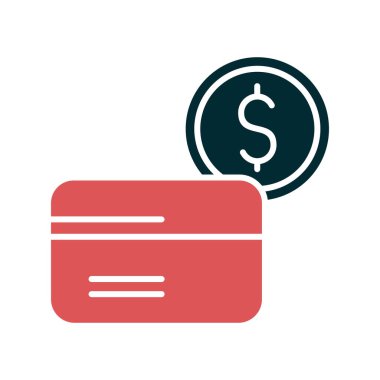 Para için. Kredi kartı ve sikke web simgesi basit tasarım