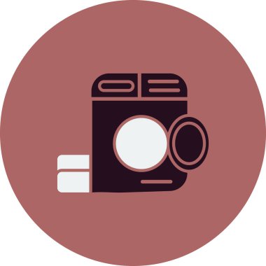 Çamaşır makinesi simgesi, vektör illüstrasyonu