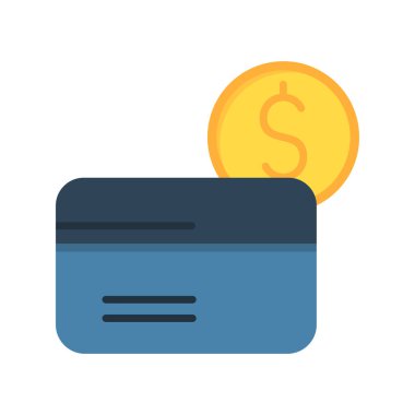 Para için. Kredi kartı ve sikke web simgesi basit tasarım