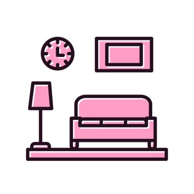 Mobilyalı kanepe ve sandalye vektör çizimi, emlak sembolü. Vektör illüstrasyonu