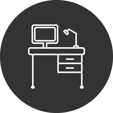 ofis masa simgesi vektör illüstrasyonu