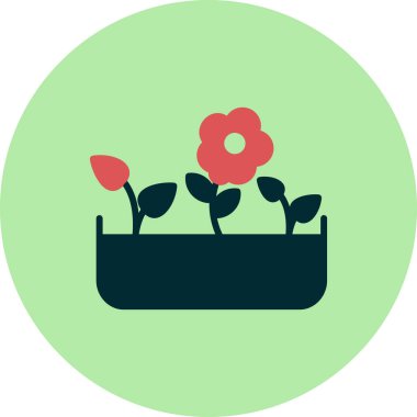 bitki saksısı ikon vektör çizimi tasarımı