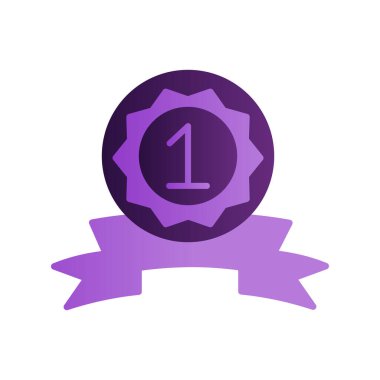 birincilik ödülü ikonu, kurdeleli madalya, vektör illüstrasyon tasarımı