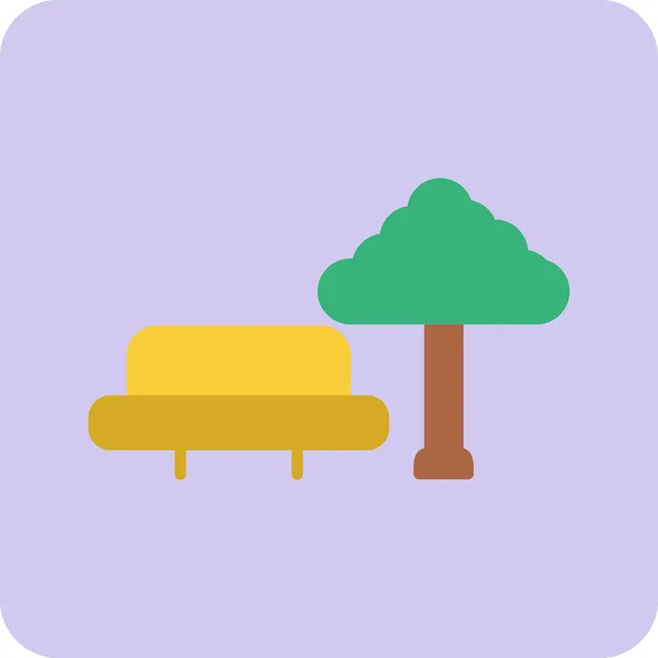 Vector Illustration Park Tree Bench Icon — Stock Vector