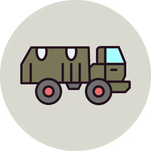 军用卡车图标矢量说明 — 图库矢量图片