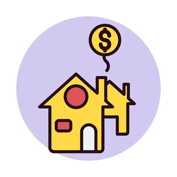 Ikona Nieruchomości Proste Ilustracja Domu Wektorem Dolara Mieszkaniowy Symbol Koncepcyjny — Wektor stockowy