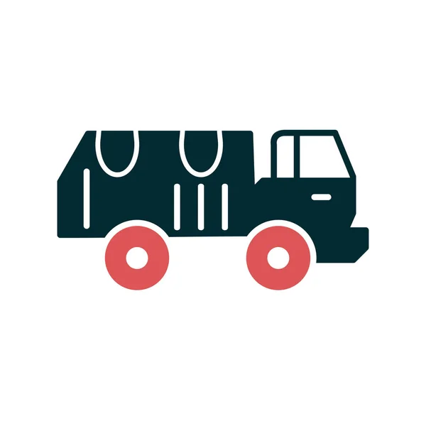 Illustration Zur Ikone Des Militärlastwagens — Stockvektor