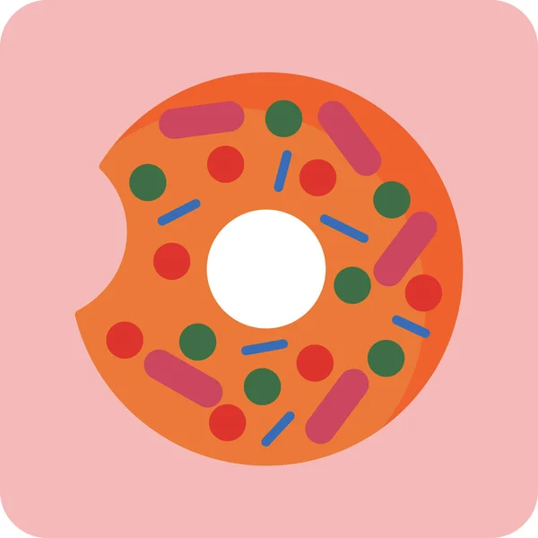Donut Icon Flat Vector Illustration — Stock Vector