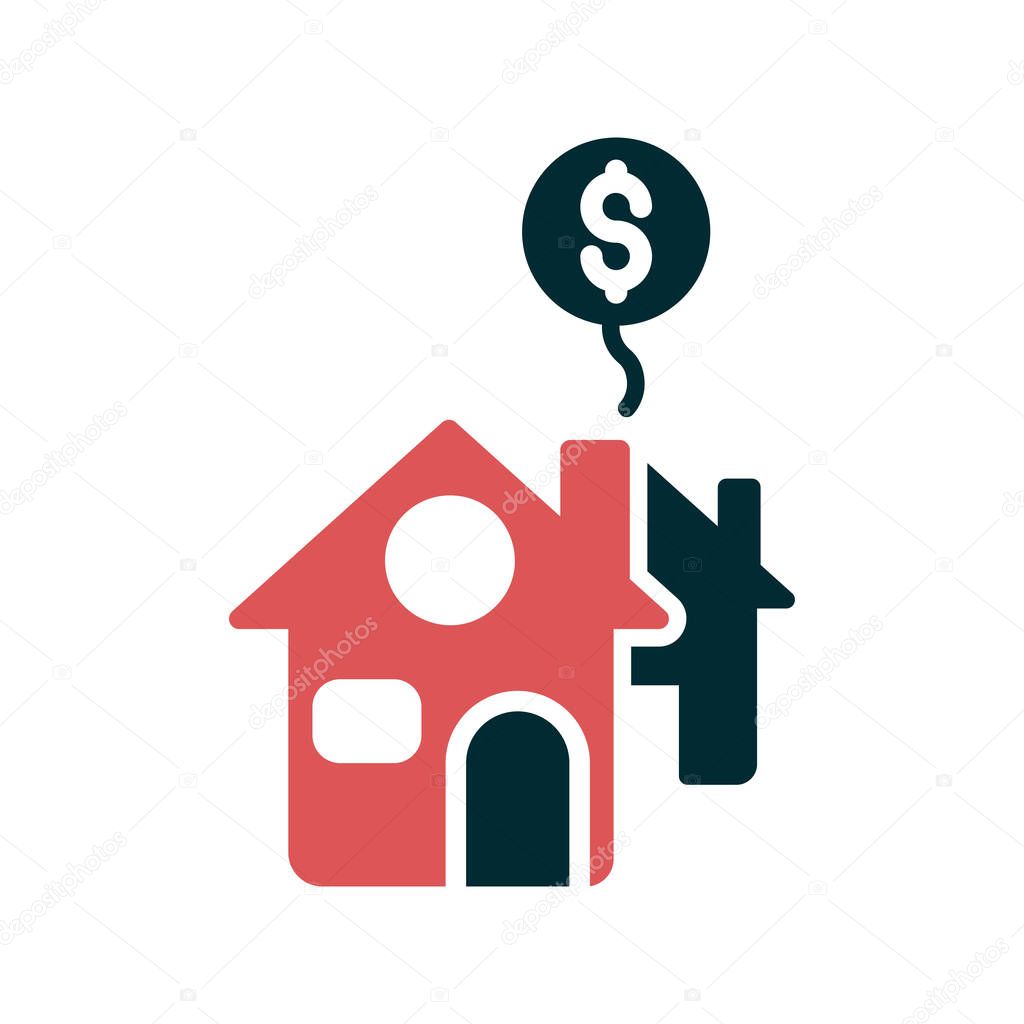 real estate icon. simple illustration of house with dollar vector, Residential concept symbol isolated on white background