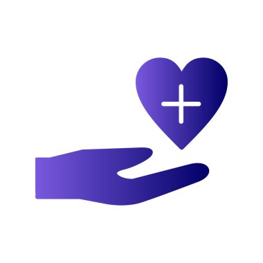 Kalp ikonu olan el, vektör çizim tasarımı. Sağlık hizmetleri kavramı 