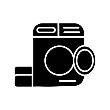 Çamaşır makinesi simgesi, vektör illüstrasyonu